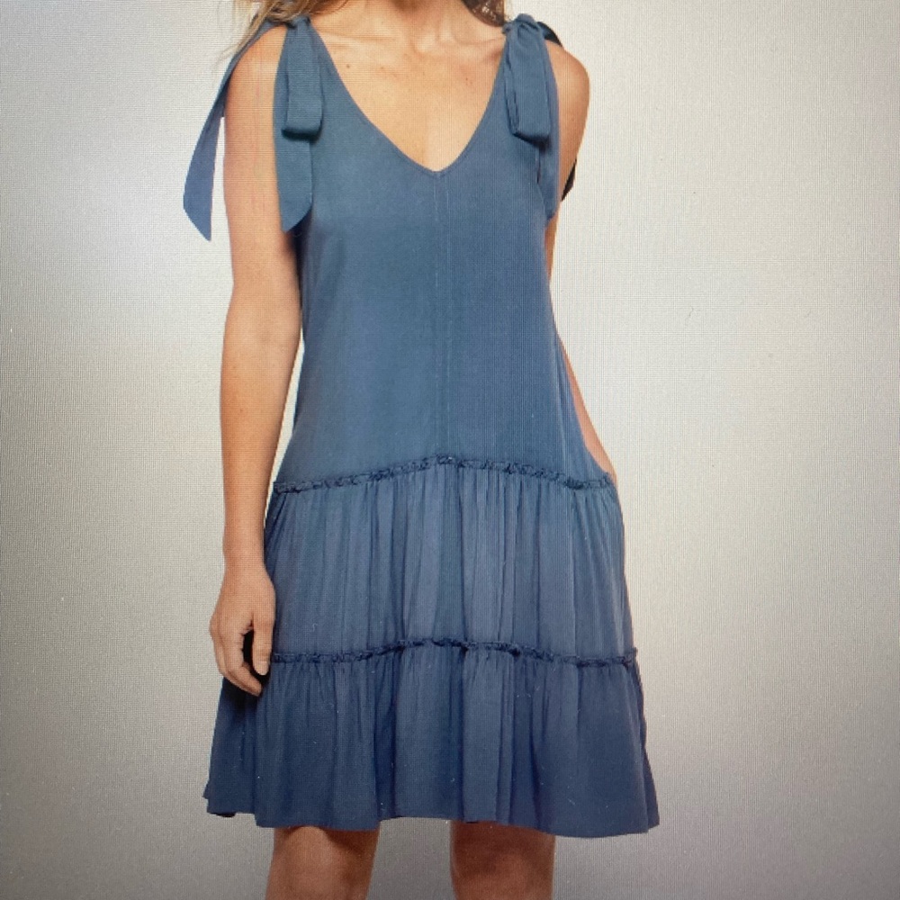 Splendid Women's Carolina Sleeveless Tie Knot Dress Blue XS 6-8
